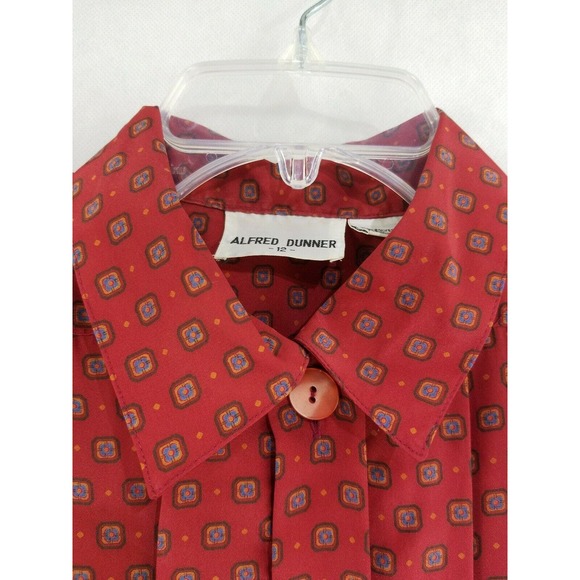 Alfred Dunner Pleat Front Secretary Blouse Red 12 - Picture 2 of 9